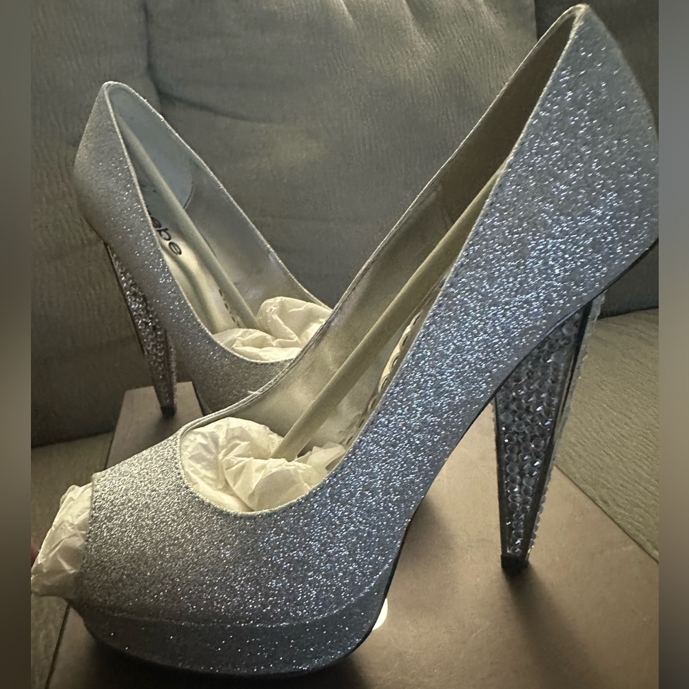 Bebe Glitter Platform heels